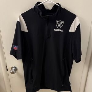 Raiders Black and White Quarter-Zip Windbreaker